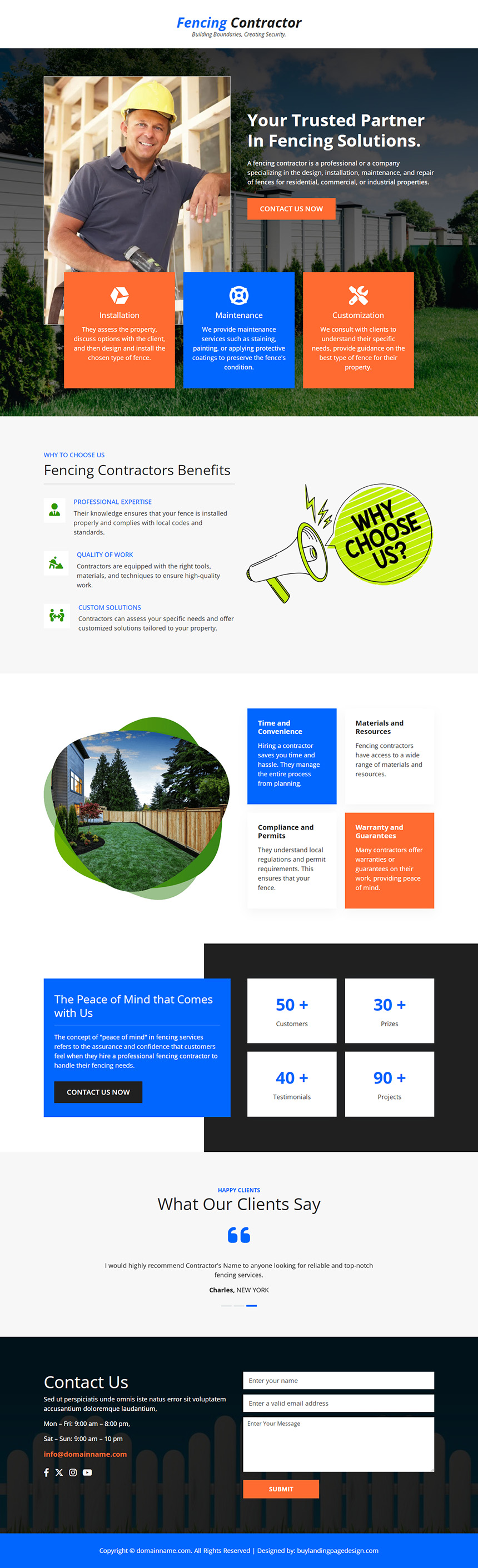 fencing contractor lead capture responsive landing page