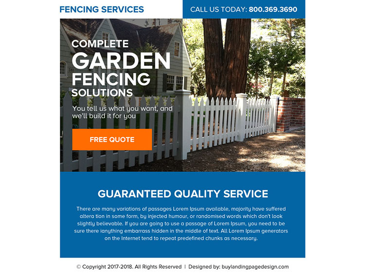 fencing service free quote lead generating ppv landing page