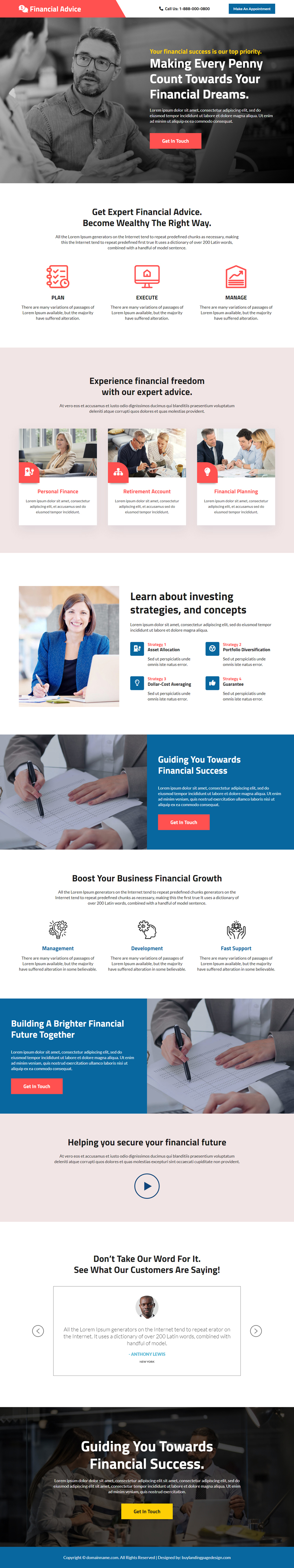 professional financial advisor responsive landing page design