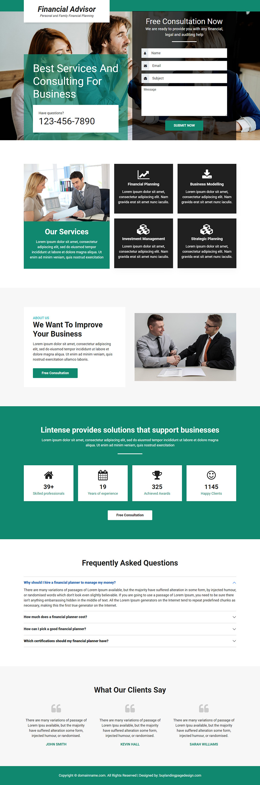 financial advisor lead capture landing page