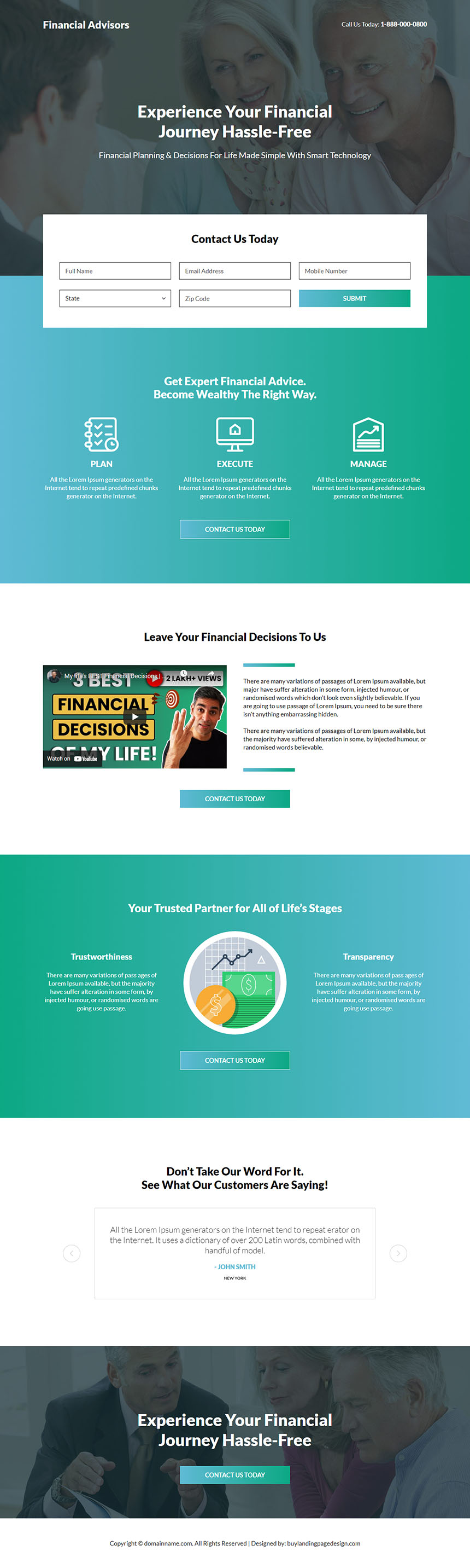 financial advisor lead capture responsive landing page