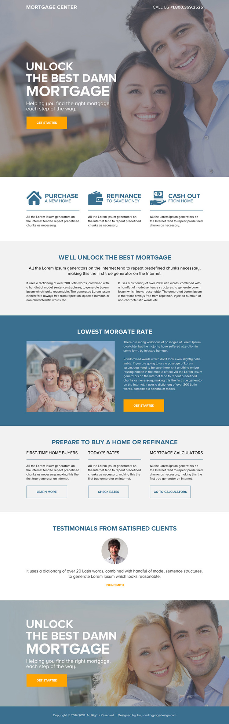 responsive mortgage center call to action landing page design