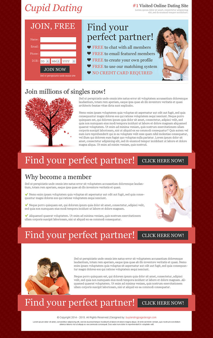 find your perfect partner clean and converting landing page design to boost your traffic