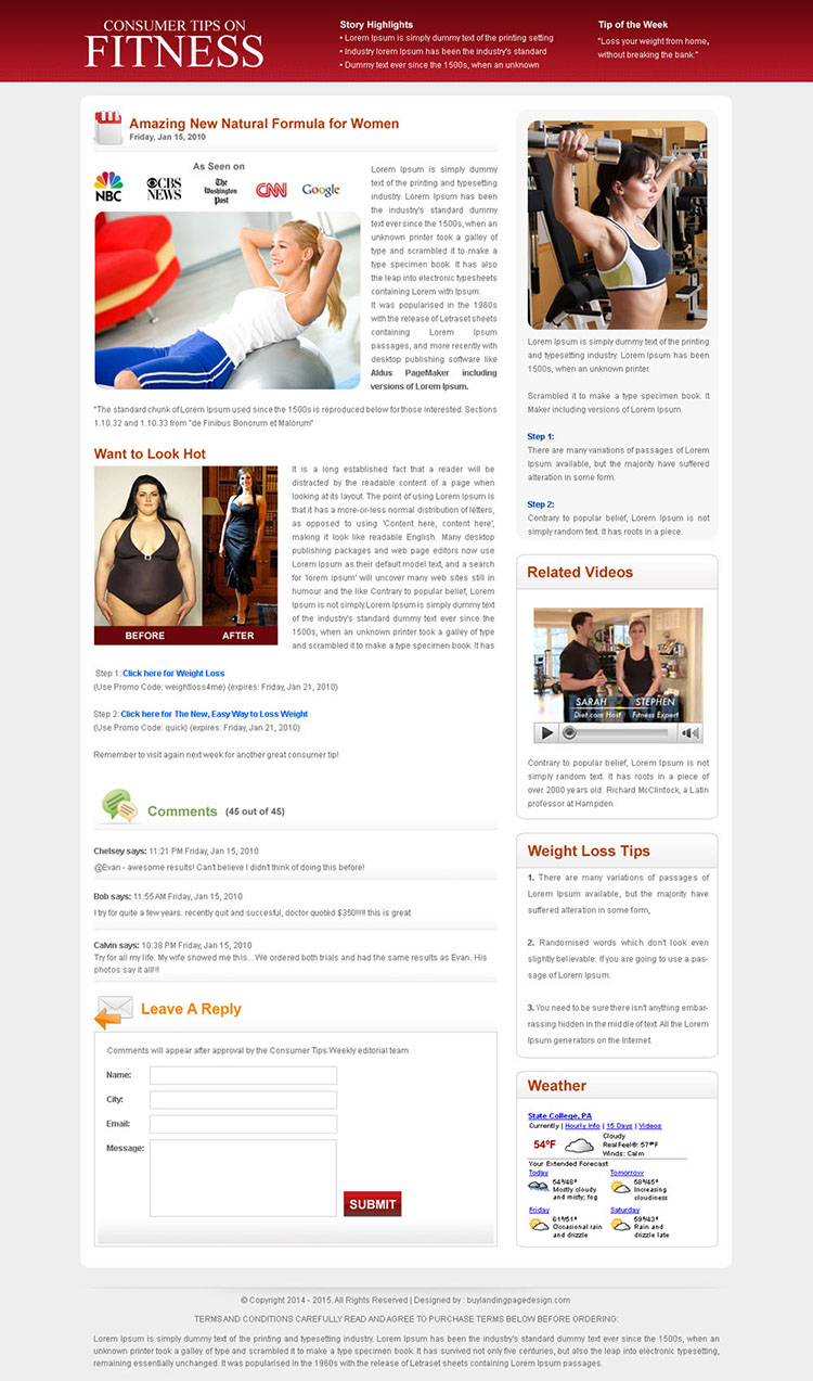 consumer tips on fitness flog design template