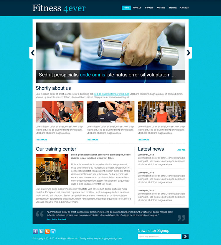 fitness for ever website template design psd