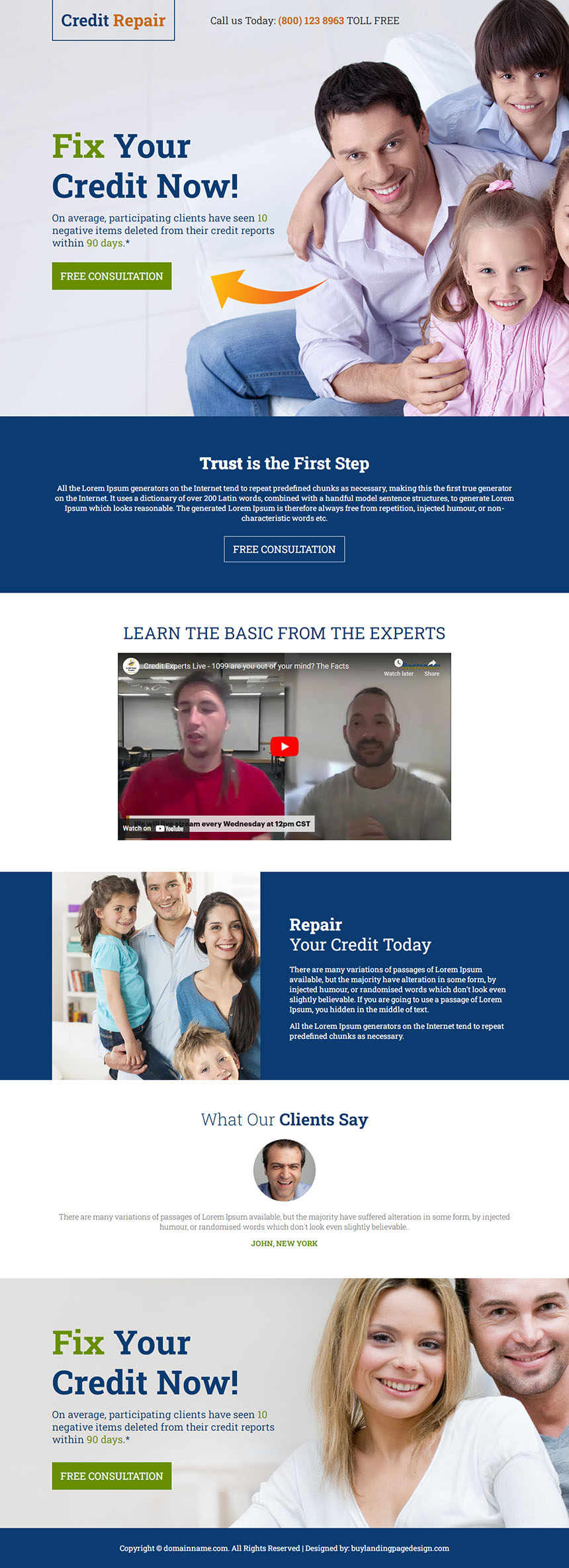 credit repair free consultation responsive landing page