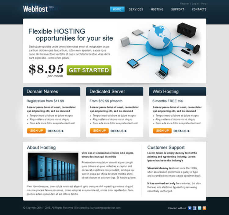 flexible hosting opportunities converting website template psd