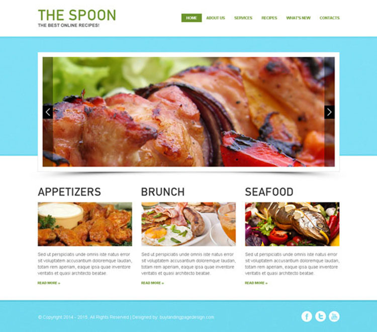 the best online food website template design psd