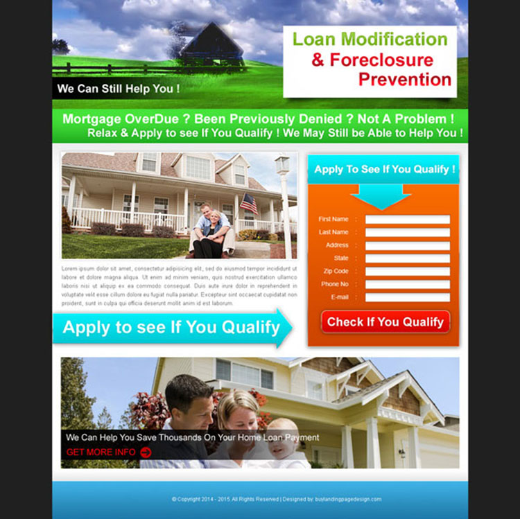 loan modification and foreclosure prevention landing page design for sale
