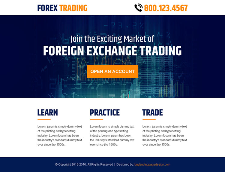 foreign exchange trading account ppv landing page design