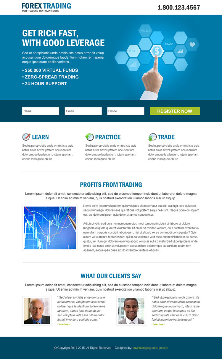 forex trading service business registration responsive landing page