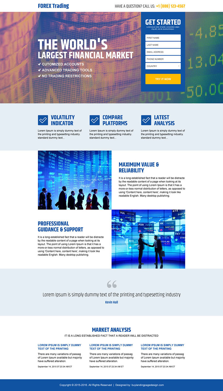 best forex trading financial market lead capture landing page design
