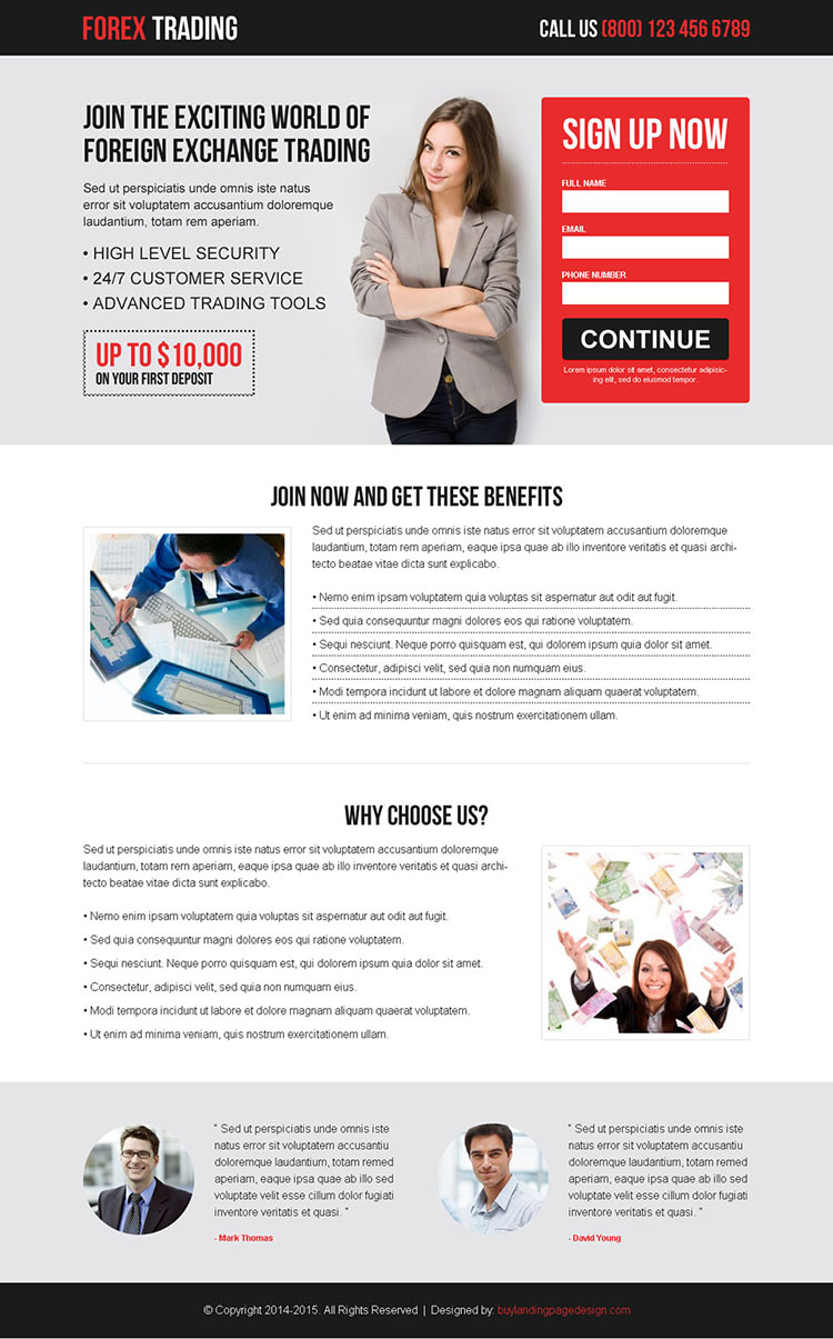 converting responsive landing page design templates for Forex trading to capture leads