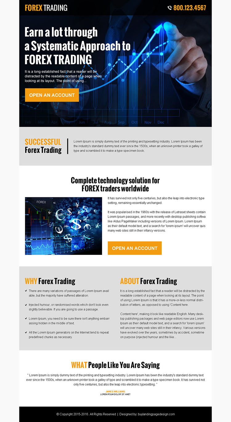 forex trading responsive pay per click landing page design