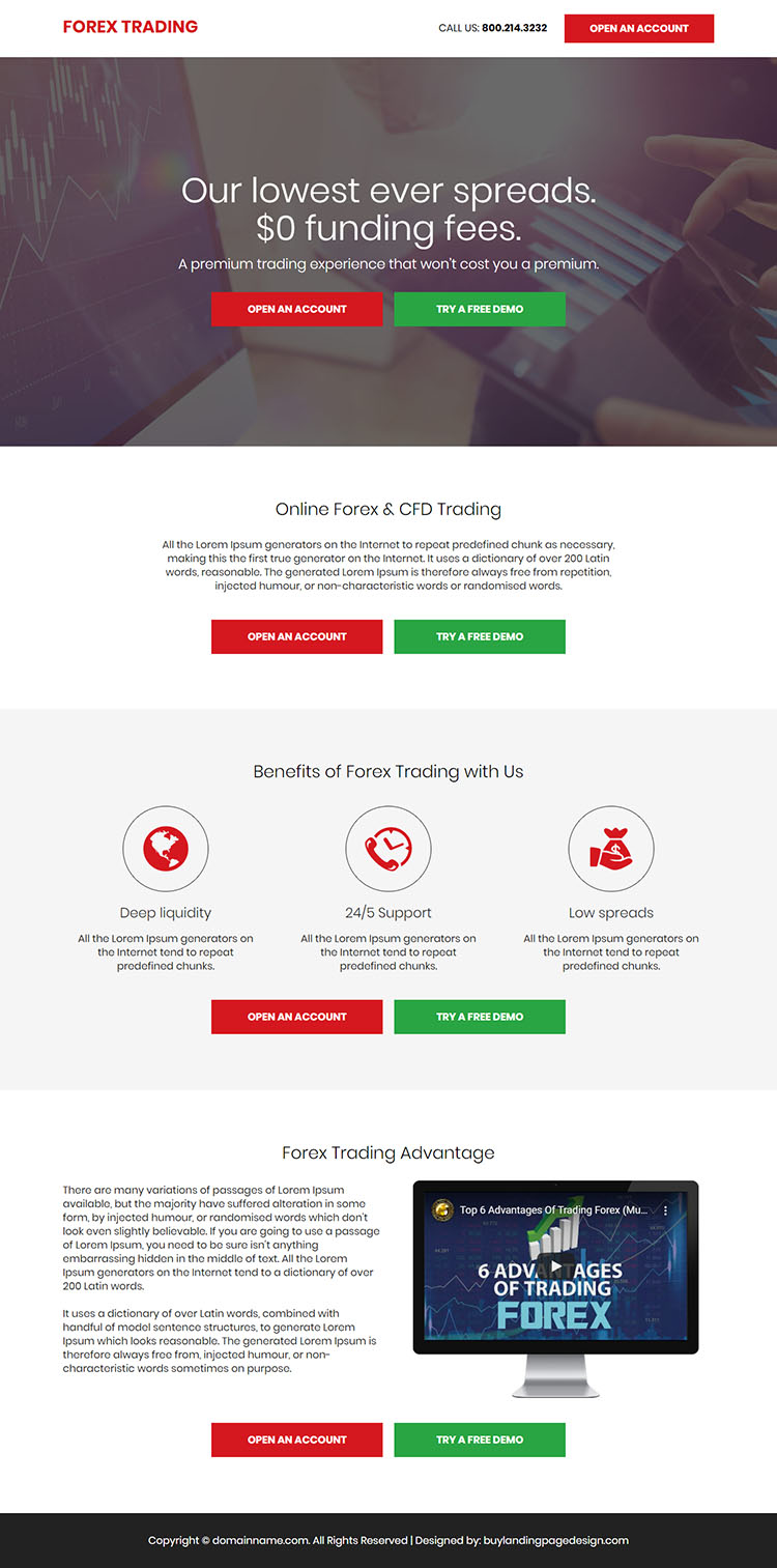 online forex trading service responsive landing page