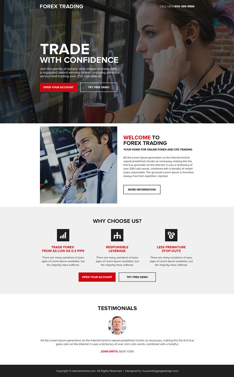 forex trading mini responsive lead magnet landing page design