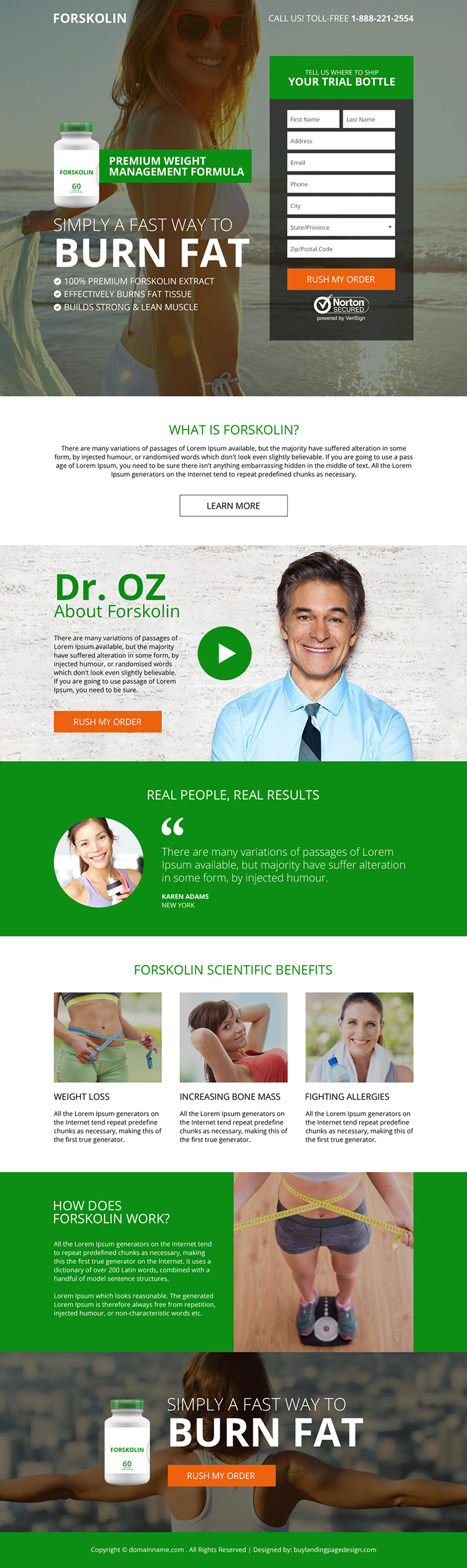 forskolin weight loss product selling responsive landing page