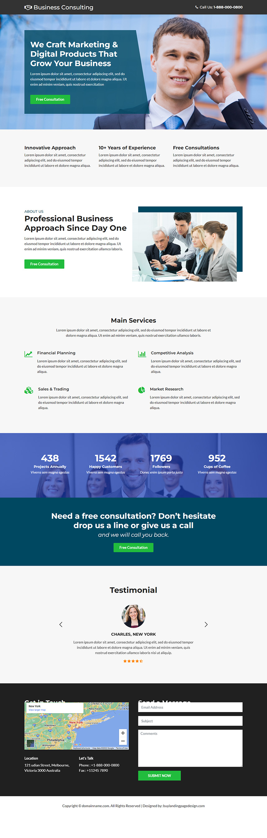 professional business consulting service responsive landing page