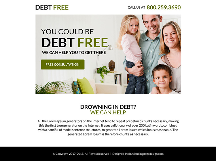 clean debt consultation ppv landing page design