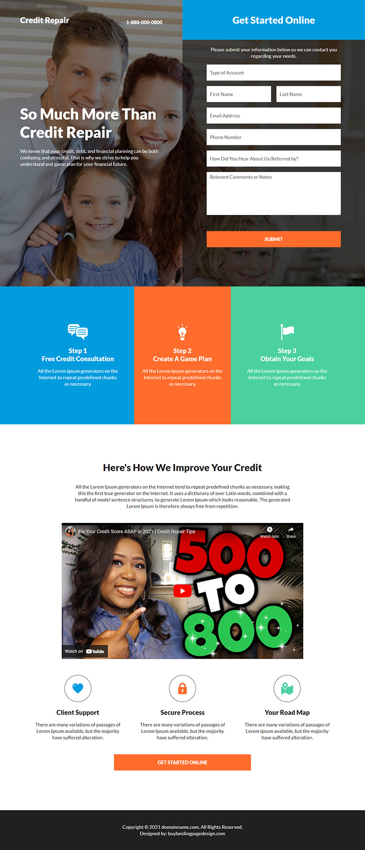 free credit consultation responsive lead capture landing page