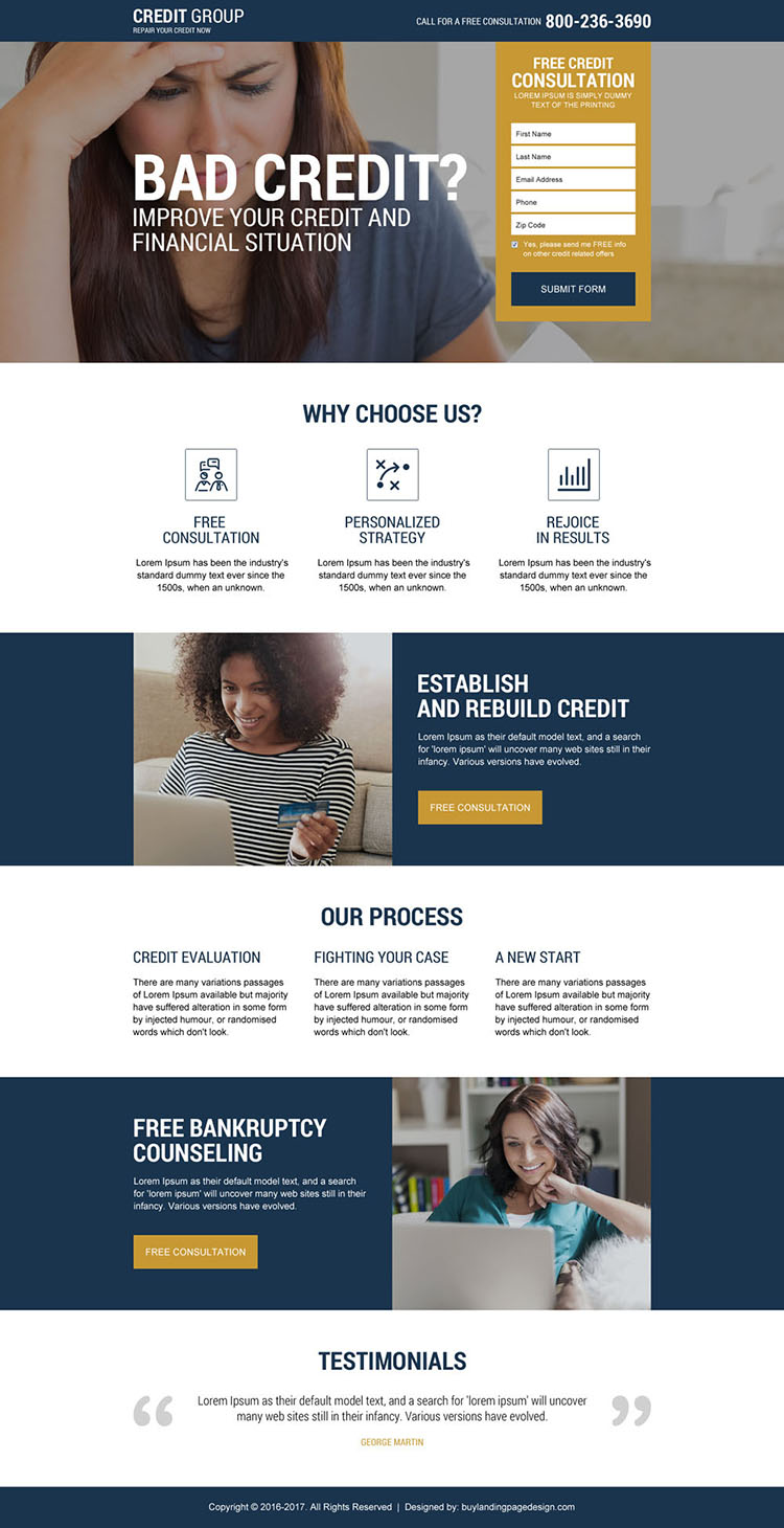 free credit repair consultation responsive lead gen landing page