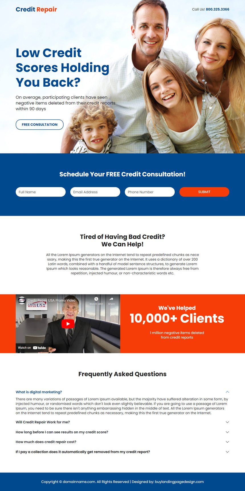 free credit repair consultation lead capture landing page