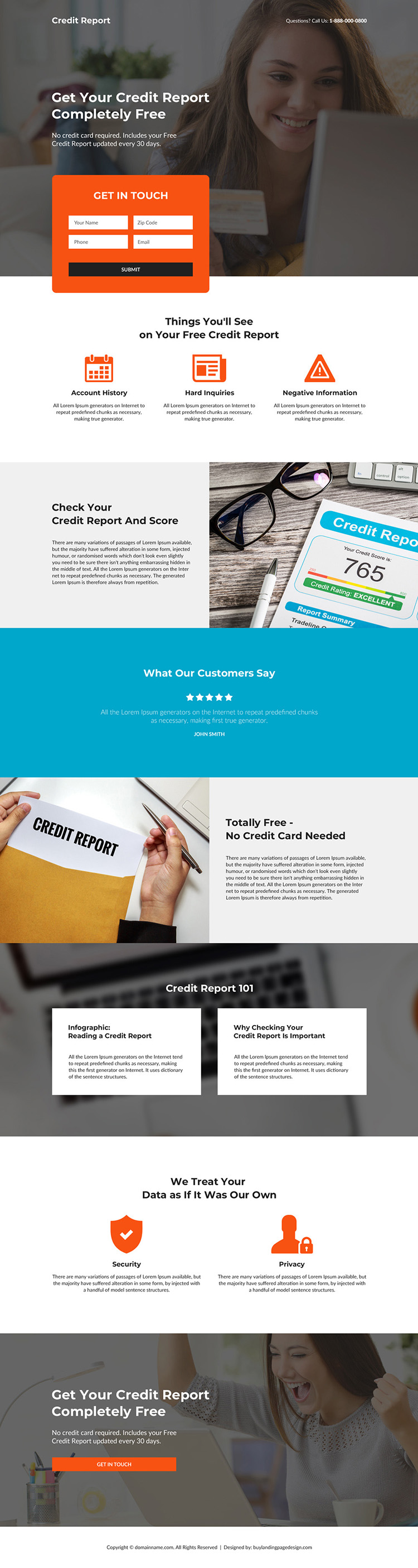 free credit report and score professional landing page