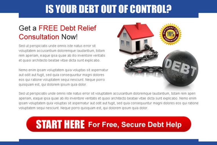 get a free debt relief consultation now appealing ppv landing page design