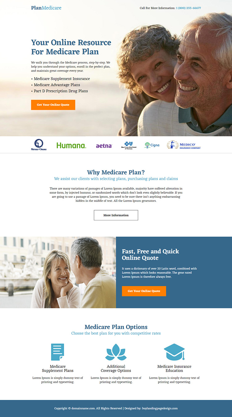 medicare supplement plan responsive landing page design