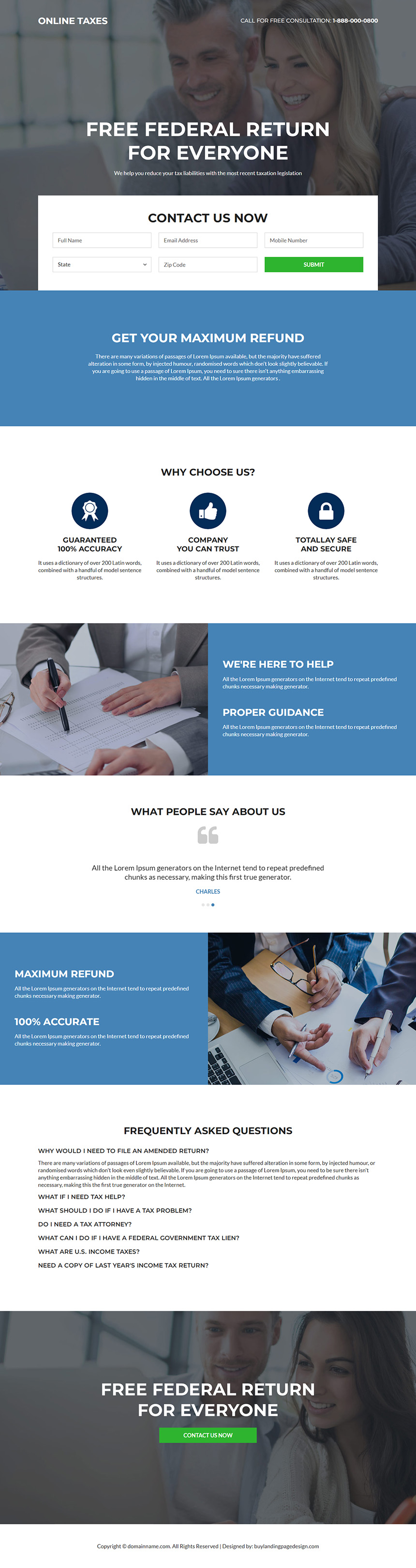 free online tax return free consultation responsive landing page