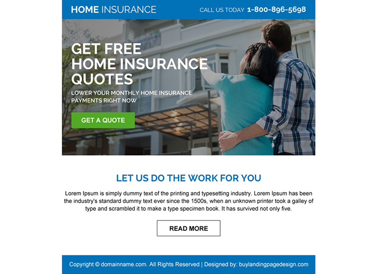 home insurance free quote call to action ppv design