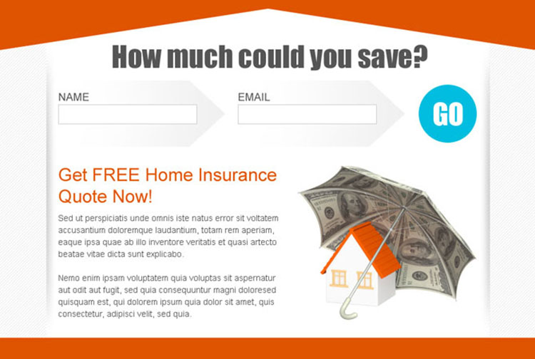 clean and converting lead capture home insurance ppv landing page design template