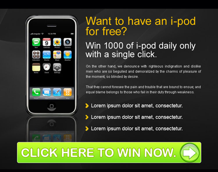 free i-pod call to action converting ppv landing page design template