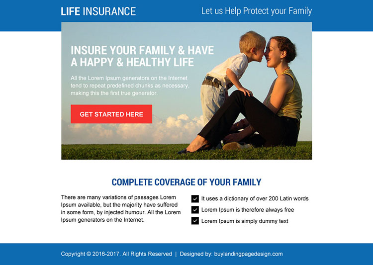 life insurance cta ppv landing page design