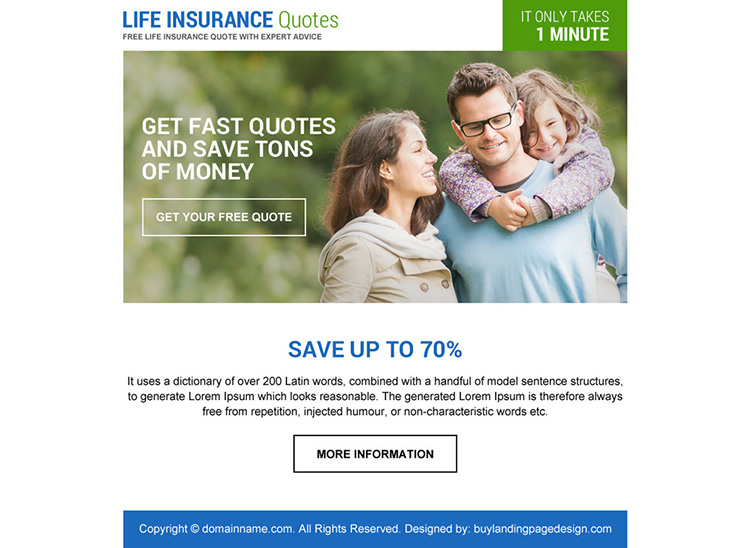 life insurance quotes ppv landing page design