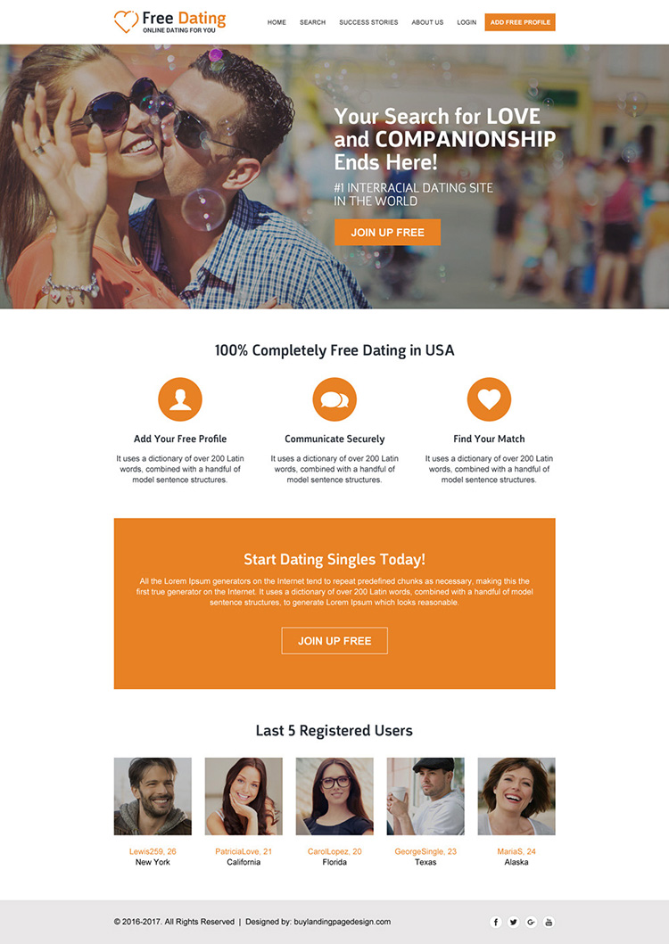 mobile friendly dating website template design