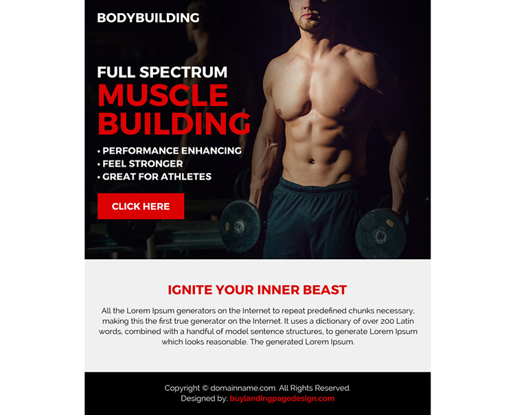 clean and professional muscle building ppv landing page design