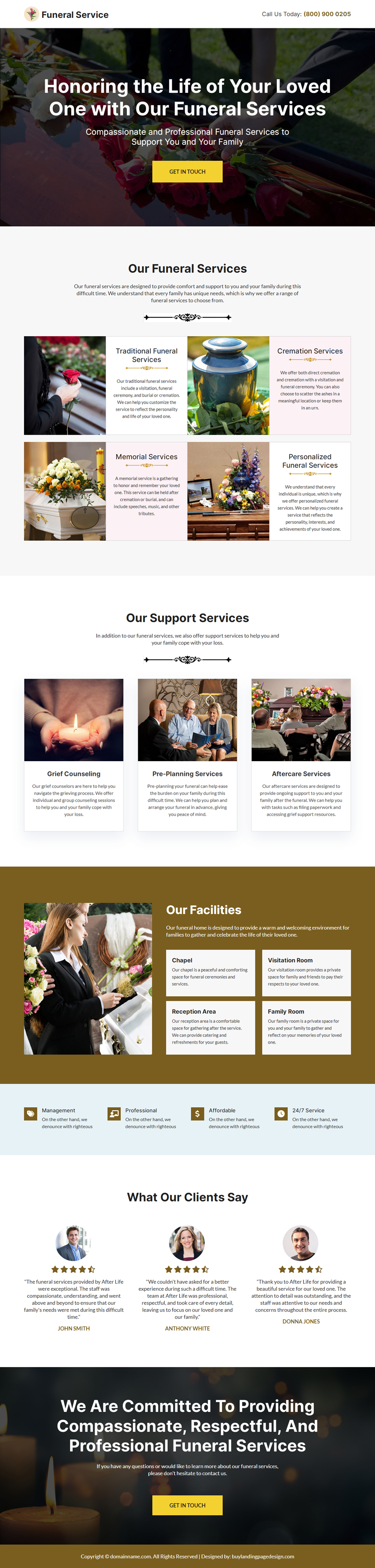 funeral services lead capture responsive landing page