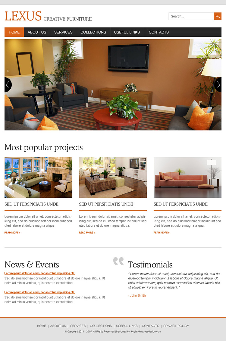 interior and furniture responsive website design template