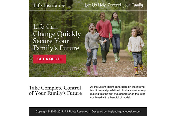 secure your family future ppv landing page design