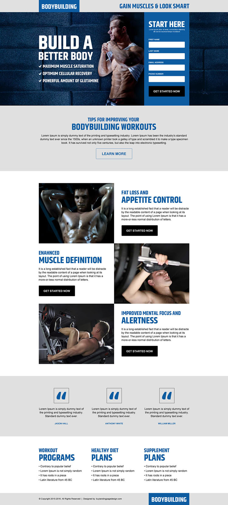 gain muscles look smart lead gen landing page design