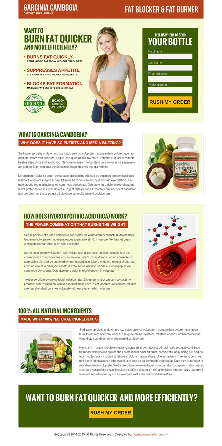 garcinia cambogia lead generating responsive landing page design