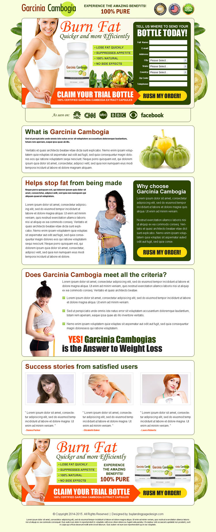 garcinia cambogia burn fat quickly and efficiently trial bottle lead gen page