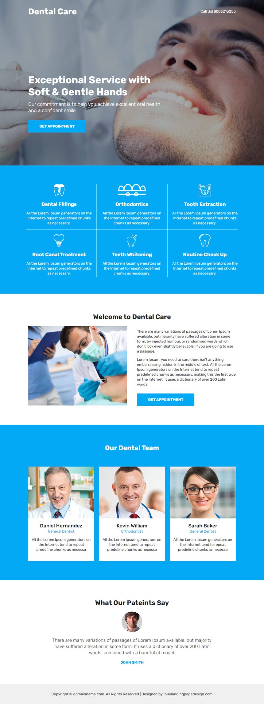 dental filling and tooth extraction service lead capture landing page