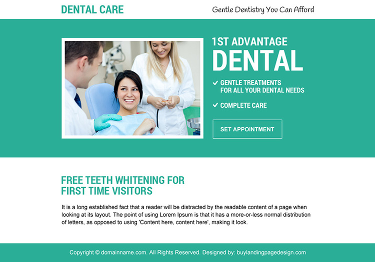 free teeth whitening appointment booking ppv landing page design