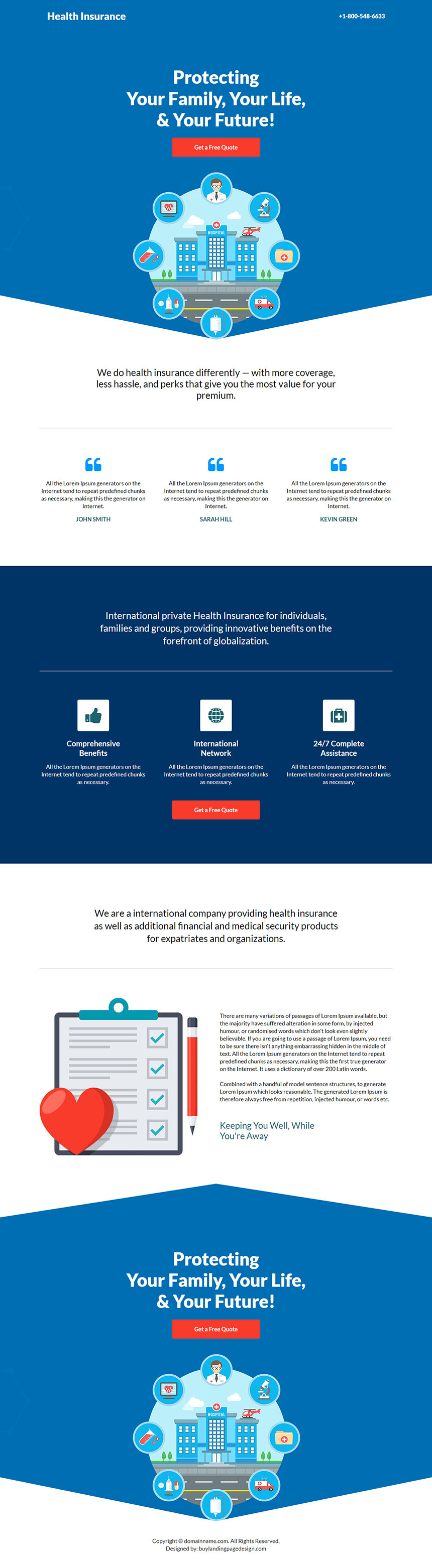 health insurance provider lead capture responsive landing page