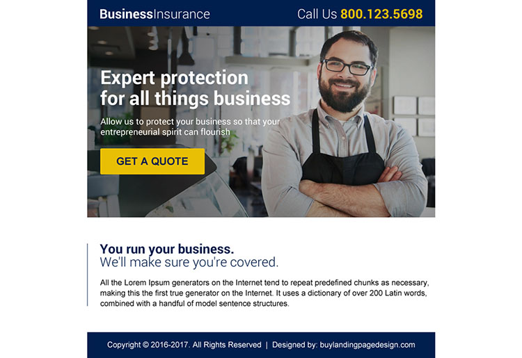business insurance free quote ppv landing page design