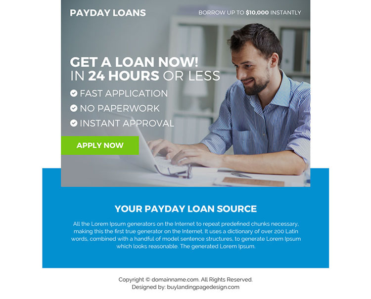 payday loan lender ppv landing page design