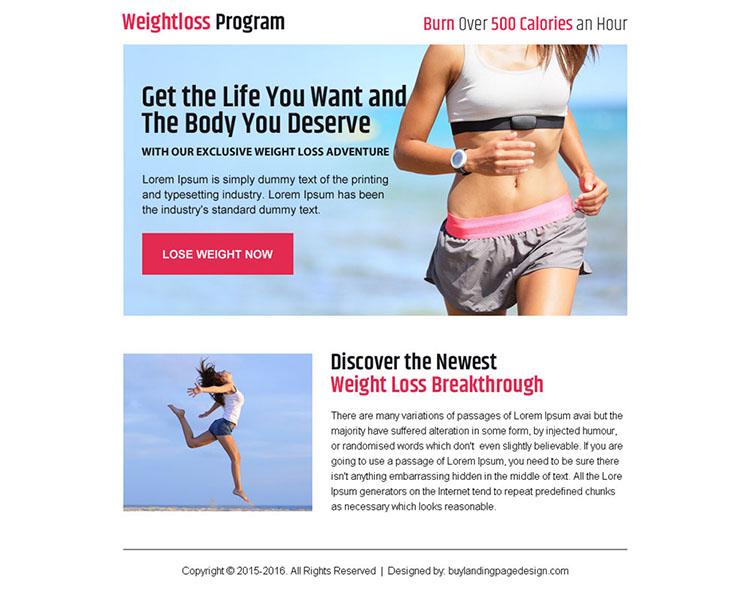 get body you deserve weight loss ppv landing page design