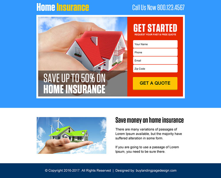 lead capturing home insurance professional ppv landing page